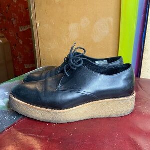 Clarks Ornella Black Leather Platform Shoes size 10